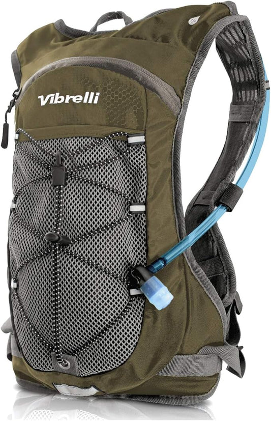 Vibrelli Hydration Backpack & 2L Hydration Bladder - High Flow Bite Valve - Hydration Pack for Cycling, Running, Hiking