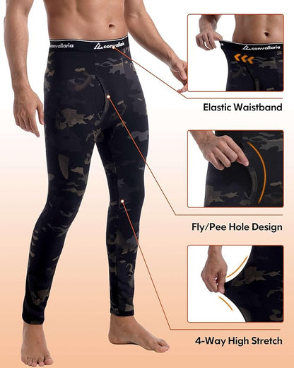 Men's Thermal Pants Fleece Lined Long Johns Compression Bottom Athletic Base Layer Cold Weather Gear 1 2 4 Pcs