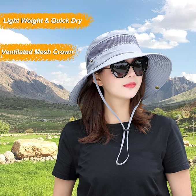 Women Fishing Sun Hat Men Summer UV Protection Bucket Hats Mesh Ventilated Outdoor Hiking Gardening Beach Lawn Hat