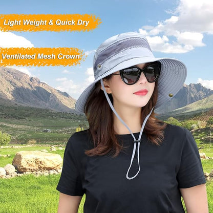 Women Fishing Sun Hat Men Summer UV Protection Bucket Hats Mesh Ventilated Outdoor Hiking Gardening Beach Lawn Hat