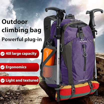 FENGDONG 40L Waterproof Lightweight Hiking,Camping,Travel Backpack for Men Women Purple