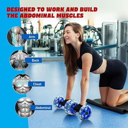 Twin-wheel Fitness Roller, Abdominal Strengthening Device for Men And Women, Blue, 7. 87 X 5. 51 X 5. 51 Inch