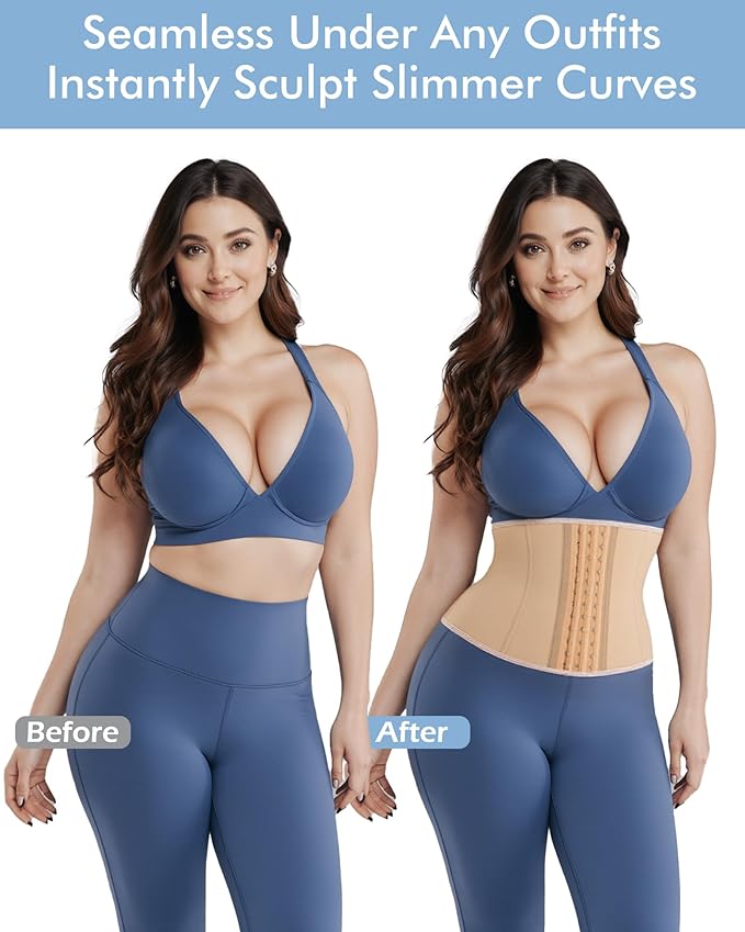 Short Torso Waist Trainer for Women Lower Belly Fat, Workout Fajas Colombianas Waist Cincher Corset