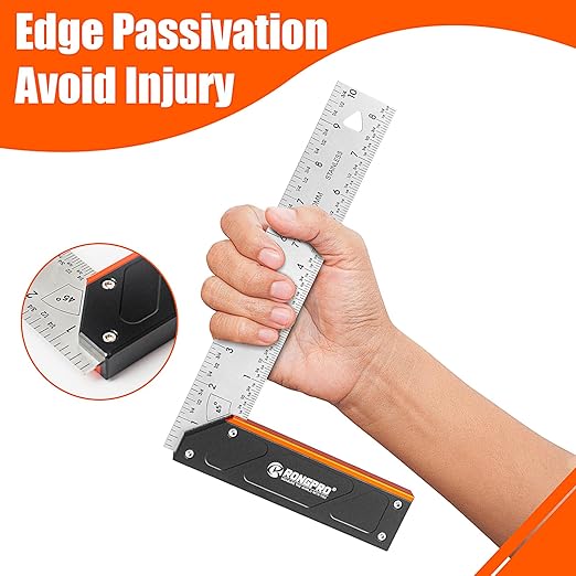 10Inch Woodworking Square Ruler and T-Bevel Gauge Set - 1/16" Precision,Sliding T-Bevel and T Measurements Ruler, Aluminum Handle Carpenter Square Layout Tool for Woodworking -Imperial…