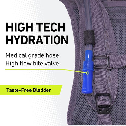 Vibrelli Hydration Backpack & 2L Hydration Bladder - High Flow Bite Valve - Hydration Pack for Cycling, Running, Hiking