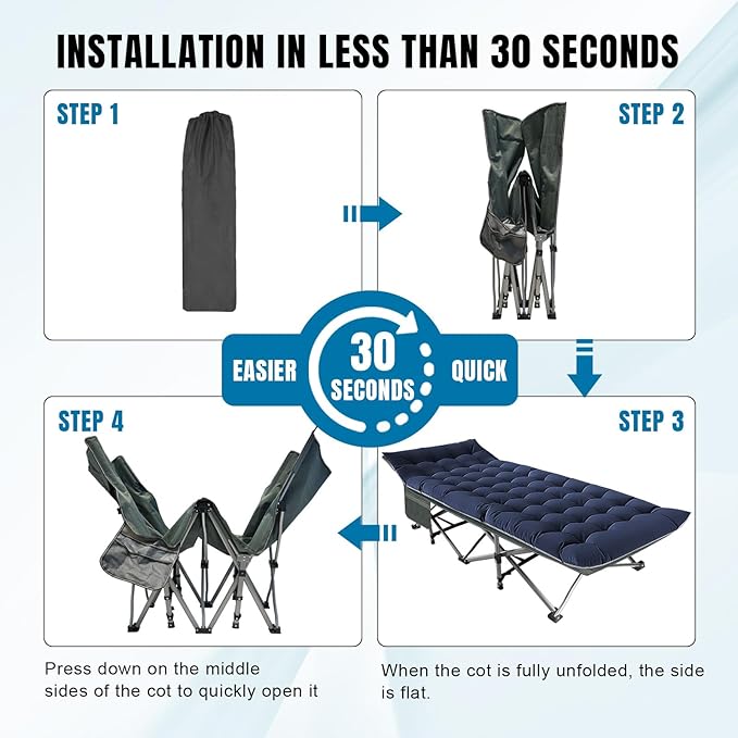 BIG RED Camping Cot, Folding Camping Cots for Adults Sleeping 1200D Double Layer Oxford Portable Folding Outdoor Cots for Camping W/Soft Pad Carry Bag for Home Office Nap Beach Travel