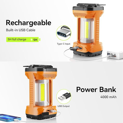 AlpsWolf Camping Lantern Rechargeable, 1000LM 4 Light Modes Camping Light 4000mAh Rechargeable Lantern for Power Outages Portable Camp Lantern with Memory Function, Orange, 1 Pack