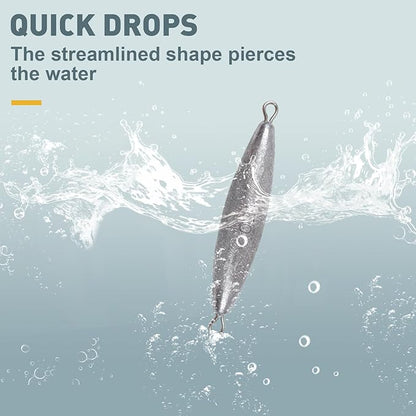 Through Wire Inline Torpedo Sinkers, Lead Double Ringed One Piece Wire Saltwater Fishing Torpedo Weights for Bottom Surf Fishing 1oz, 2oz, 3oz, 4oz, 5oz