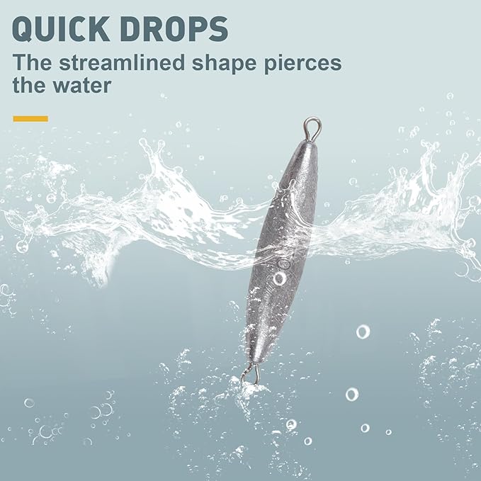 Through Wire Inline Torpedo Sinkers, Lead Double Ringed One Piece Wire Saltwater Fishing Torpedo Weights for Bottom Surf Fishing 1oz, 2oz, 3oz, 4oz, 5oz