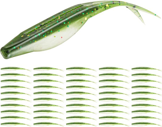 Forked Tail Soft Baits- Realistic Jerk Bait & Fluke Action Soft Lures for Bass, Trout & Crappie - Versatile Freshwater & Saltwater Fishing Bait (2.75"-5")