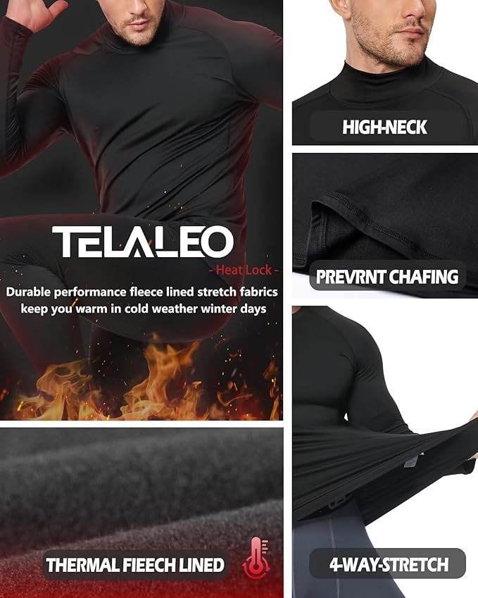 5 or 4 Pack Men's Thermal Compression Pants Fleece Lined Sports Tights Athletic Leggings Cold Weather Baselayer Winter Gear