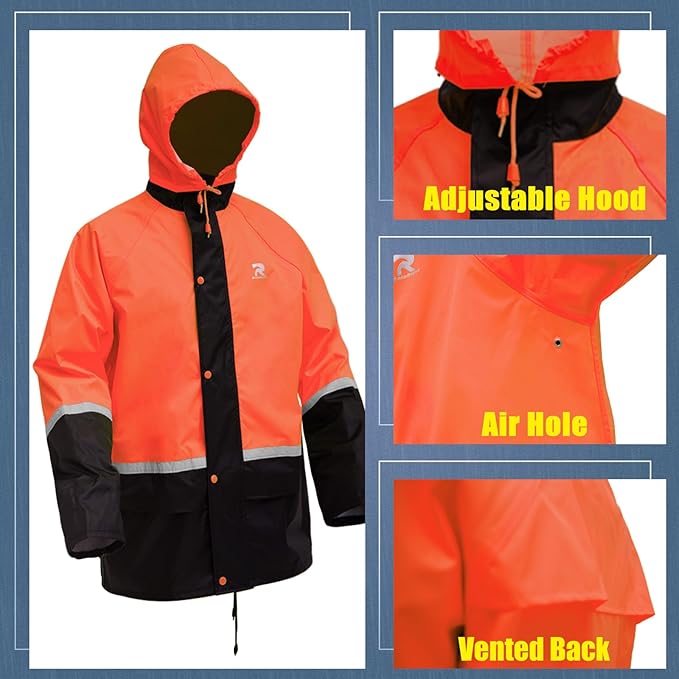RainRider Waterproof Breathable Suits for Men - Durable Oxford Rain Jacket Coat With Pants