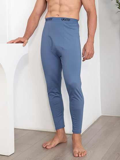 URATOT Men's Thermal Underwear Bottom Fleece Long Johns for Men Soft Warm Base Layer Thermal Pants for Cold Weather