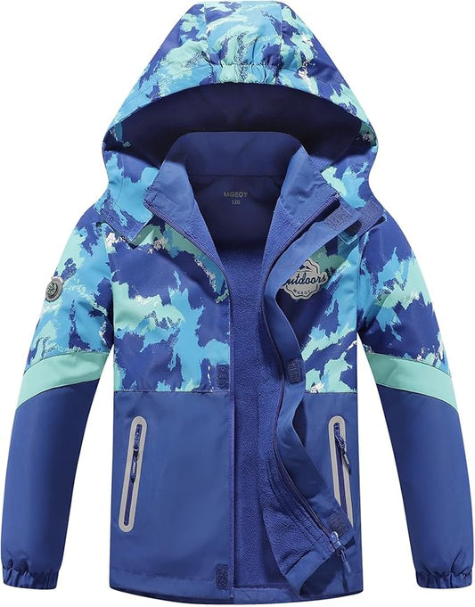 MGEOY Boys Girls Rain Jackets Lightweight Waterproof Hooded Raincoats Windbreakers for Kids 4-14Y