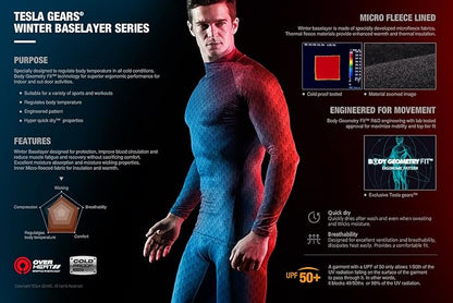 TSLA Men's Thermal Long Sleeve Compression Shirts, Athletic Base Layer Top, Winter Gear Running T-Shirt