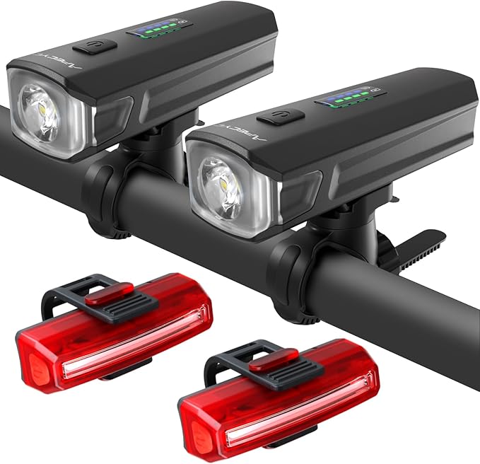 Bike Lights for Night Riding, Bicycle Light Front Headlight and Back Taillight with 4+5 Light Modes, USB Rechargeable Bright Bike Headlights for Cyclists and Commuters