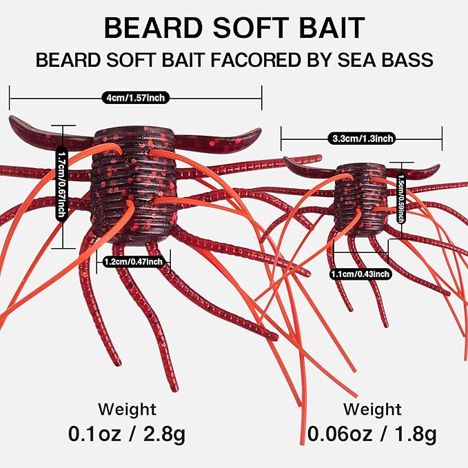 Eupheng Silicone Soft Dice Fishing Lures with Multiple Tentacles, Handmade Slow Sink Bass Fishing Soft Plastic Baits for Drop Shot, Finesse, Wacky Rig