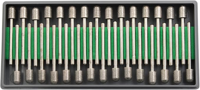 30Pcs 6mm Barrel Head,3mm Shaft,Diamond Stone Abrasive Burs Burr Grit Bits for Rotary Tool Grinding Head Jewelry Lapidary Woodworking (Barrel 6mm)
