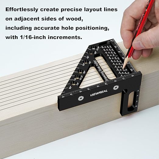 Precision Multi-Angle Carpenter's Square - Versatile Aluminum Woodworking Tool with Laser-Etched Markings for Engineering & Construction