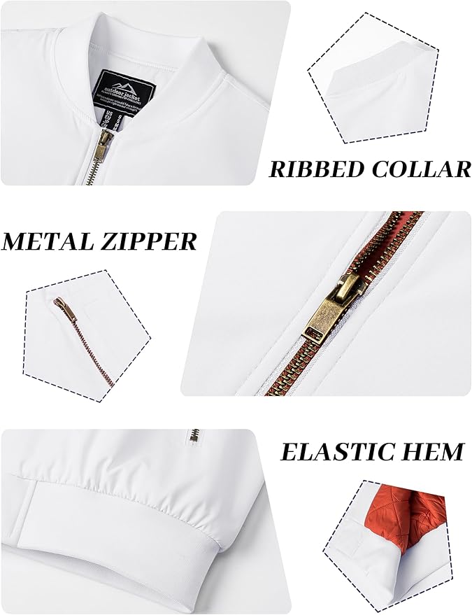 KEFITEVD Men's Jacket Casual Windproof Bomber Jackets Full Zip Windbreaker Warm Winter Padded Coats