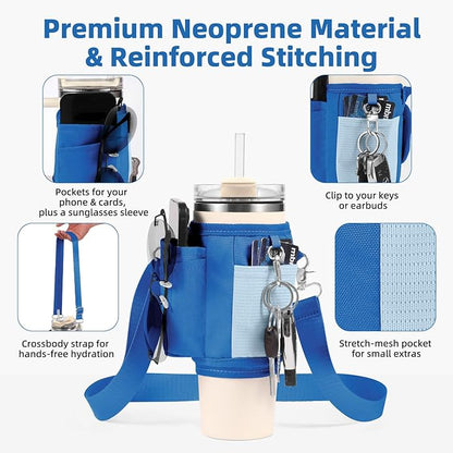 All Day Quencher Carry All for Stanley 40/30 oz Tumbler, Crossbody Bag with Phone Holder & Strap, Water Bottle Carrier Bag