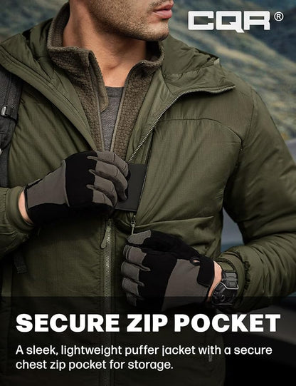 CQR Men's Lightweight Insulated Jacket, Windproof Packable Water Resistant Warm Active Coat for Hiking Work Outdoor Tactical