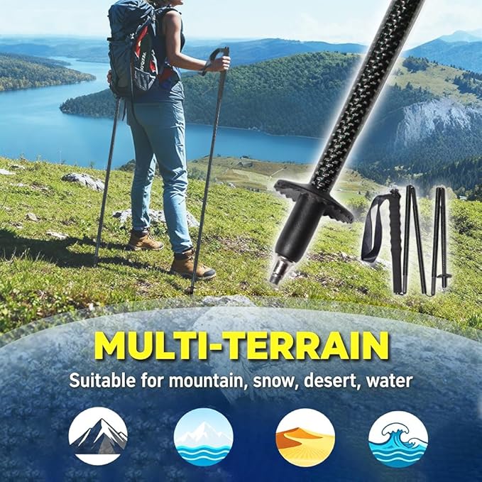 High Strength 5-Section Foldable Carbon Fiber Trekking Poles - 115g/125g/130g, Compact Hiking Staff for Men & Women, Ideal for Hiking, Trekking, Mountaineering & Backpacking