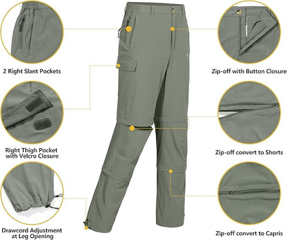 Little Donkey Andy Men's Stretch Convertible Pants, Zip-Off Quick-Dry Hiking Pants, UV Protection, Lightweight