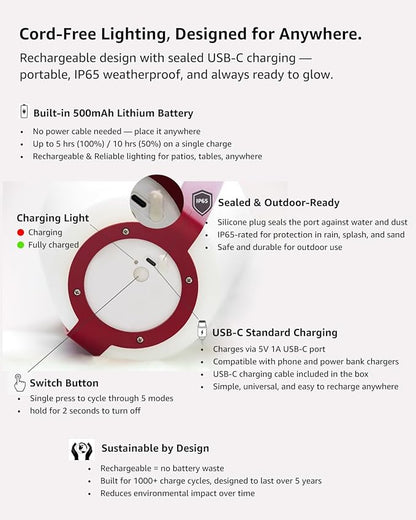 Outdoor Floor Lamp,Patio Lights Outdoor Waterproof,Cordless Lamp for Patio Decor,IP65 Waterproof Lamp,2200mAh Rechargeable Li-ion Battery Outdoor Lantern,Outdoor Table Decor,Terra Cotta,Large