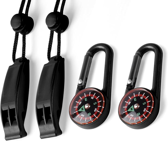 2-Pack Whistle Emergency Safety with Lanyards - High Decibel Survival Whistle for Life Jackets, Boating, Kayaking, Hiking, Hunting & Rescue