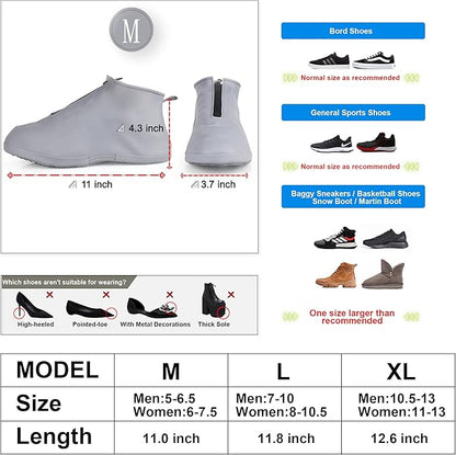 Waterproof Shoe Covers Slip-Resistant Overshoes Newly Upgraded and Latest Model for Men Women, Reusable Rain Boots for Outdoor, Cycling, Hiking, Work (Grey, M (Women 6-7.5, Men 5-6.5))