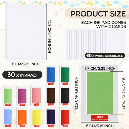 Jetec 30 Set Inkless Baby Footprint and Handprint Kit, Clean Touch Ink Pad for Baby Hand and Footprints, Dog Paw Print Kit with Ink Pads and Imprint Cards for Newborns Babies Pets Gifts (12 Colors)