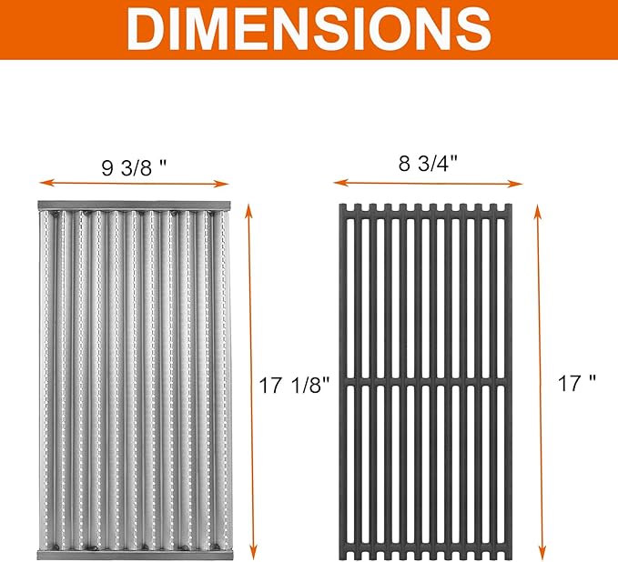 Grill Grate Replacement Parts for Charbroil Tru-Infrared 463642316 463644220 463632520 463632320, Replacement Parts for Charbroil G362-2100-W1 G369-0030-W2, 17 Inch Grill Emitter, Stainless Steel