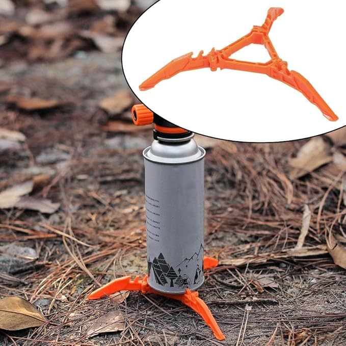 Orange Fuel Can Stabilizer for Camping Stoves,Mini Foldable Outdoor Camping Hiking Cooking Gas Tank Stove Stand,Stoves and Grills，Foldable Cartridge Canister Tripod Bracket for Hiking Camping Outdoor