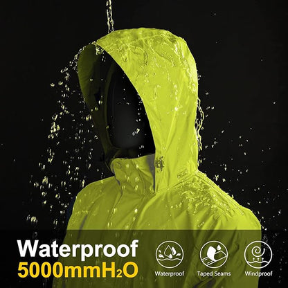 33,000ft Packable Rain Jacket Men's Lightweight Waterproof Rain Shell Jacket Raincoat with Hood for Golf Cycling Windbreaker