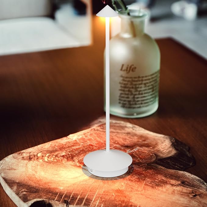 2-Pack 6000mAh Rechargeable Led Table Lamp Cordless,3000K-6000K Stepless Dimming Touch Lamps with Memory Function,IP54 Waterproof Aluminum Table Light for Outdoor/Bars/Restaurant/Patio(White)