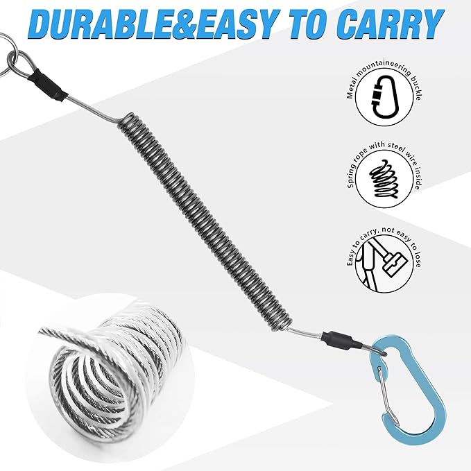 FLISSA Fish Gripper, Fish Lip Grip Tool with Carabiner and Spring Anti-Lost Rope, Durable Stainless Steel Fish Grabber Gripper, Lightweight Holder for Fishing, Corrosion Resistant & Portable