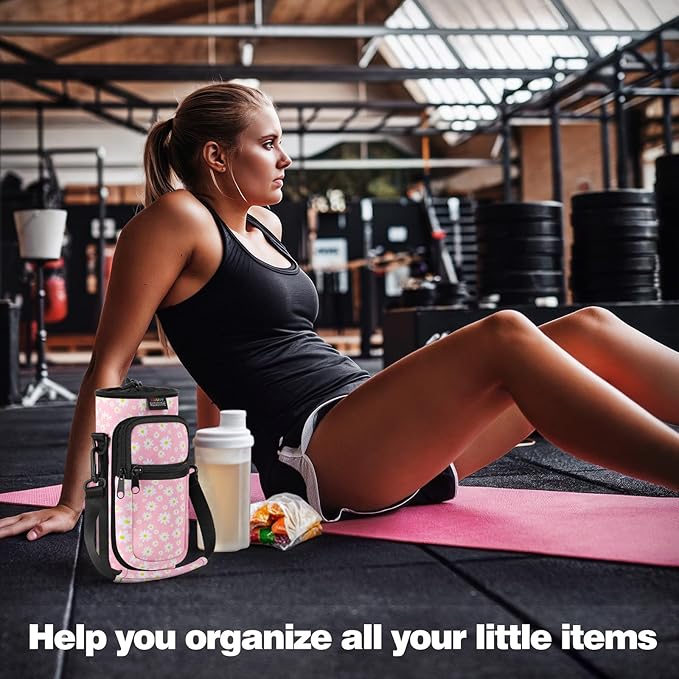 Nuovoware Water Bottle Carrier Bag,25oz/40oz/64oz Bottle Pouch Holder,Adjustable Shoulder Hand Strap 2 Pocket Sling Neoprene Sleeve Sports Accessories for Hiking Travelling Camping