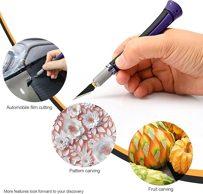 EHDIS Precision Hobby Knife Set Utility Craft Knife Kit with 10PCS Blades for Art, Working-Stencil, Scoring, Scrapbooking, Architecture Modeling, Crafting, Precision Knife (Purple)