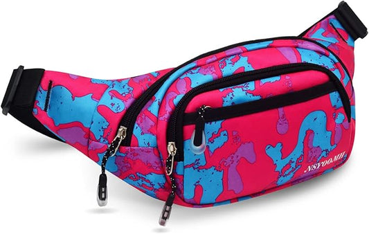 Large Fanny Packs for Women, 5-Zipper Pockets Water Resistant Practical Waist Bag, for Outdoor Running Cycling Sports Travel Hiking Camping Fishing Fashionable Belt Bags