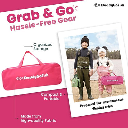 DaddyGoFish Kids Fishing Pole - Rod Reel Combo Tackle Box Starter Set - First Year Small Gear Kit for Boys Girls Toddler Youth Age Beginner Little Children