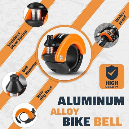 Bike Bell Hidden Conch Bicycle MTB Bells Max 100db Clear Long Sound for 22.2mm/0.78in Handlebars Ebike Horn for Adults or Kids Bike