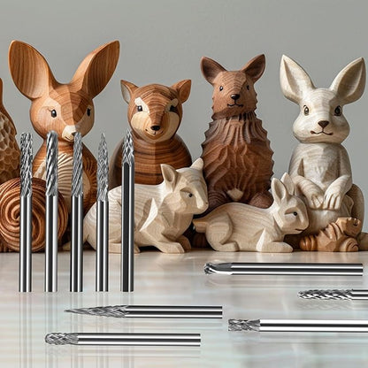 Mini Carbide Burrs Set 1/8’’ Shank Solid Tungsten Carbide Burrs with 1/8’’ Cutting Head Double Cut Rotary File for Die Grinder Rotary Drill Tool 20pcs for Carving Grinding Engraving Polishing Bit