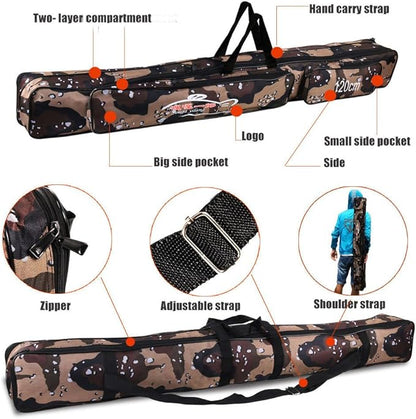 Sougayilang Folding Fishing Rod Case Organizer Pole Storage Bag Rod Reel Tackle Carrier Fishing Rod Bag Fishing Case