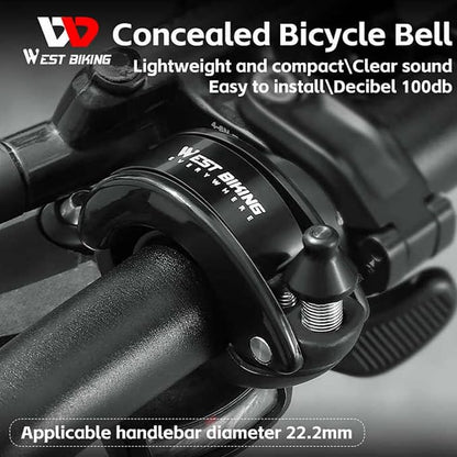Bike Bell Hidden Conch Bicycle MTB Bells Max 100db Clear Long Sound for 22.2mm/0.78in Handlebars Ebike Horn for Adults or Kids Bike