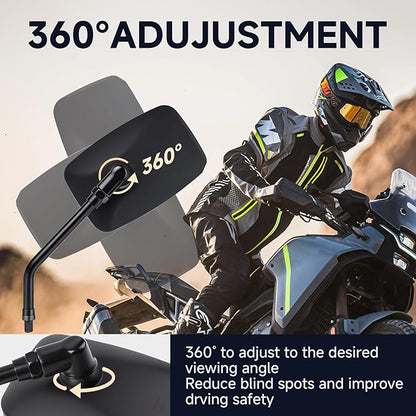 Universal Motorcycle Mirrors - M10 Black Rectangle Handlebar Rearview Mirrors Compatible with Honda Shadow MSX125 Kawasaki Vulcan Z900 Suzuki SV650 Volusia