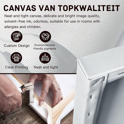 Footprints in the Sand Religious Canvas Wall Art Posters, Inspirational Beach Sunset Poem Print Poster (Framed 20x30inch, Footprints(6))