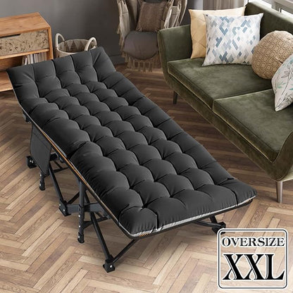 LILYPELLE Folding Camping Cot, Extra Wide Heavy Duty Sleeping Cots with Carry Bag, Double Layer Oxford Portable Travel Camp Cots for Home, Office Nap and Outdoor Beach