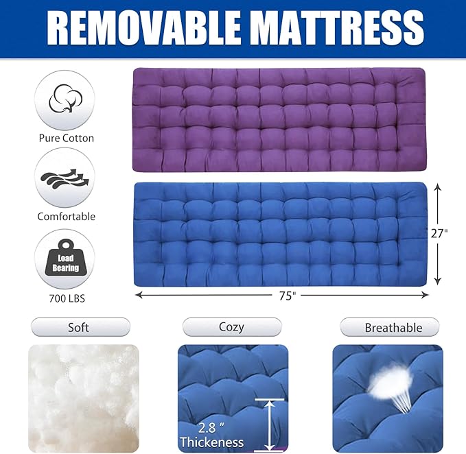 Cot Camping Cot with Thick Pad Cots for Sleeping Camping Bed Folding Cot 450LBS(Max Load) Comfortable Double Layer Oxford Heavy Duty with Carry Bag for Home Outdoor Travel