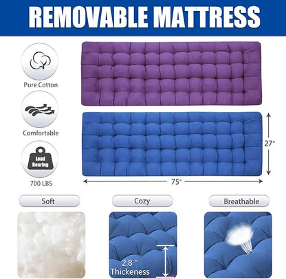 Cot Camping Cot with Thick Pad Cots for Sleeping Camping Bed Folding Cot 450LBS(Max Load) Comfortable Double Layer Oxford Heavy Duty with Carry Bag for Home Outdoor Travel